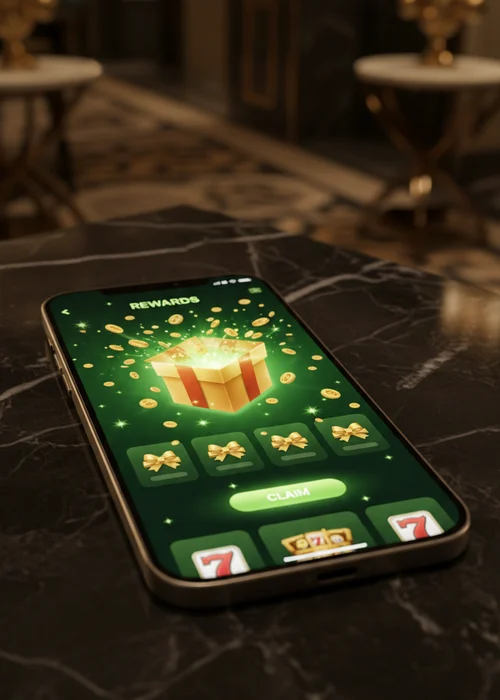 Joueur profitant des bonus de bienvenue Ricard Casino sur un appareil mobile, affichant des tours gratuits et des gains potentiels.